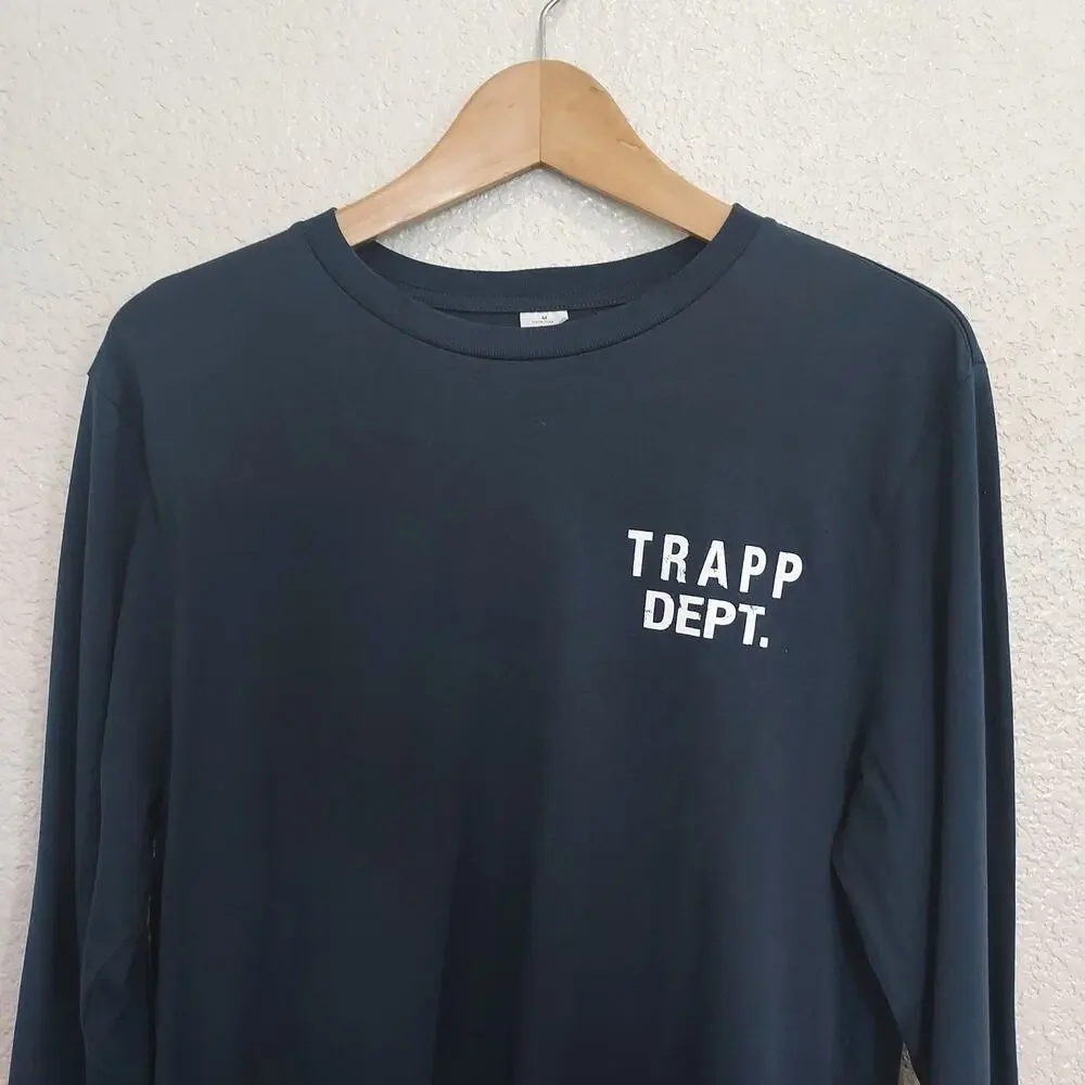 Trapp  Dept. Los Angeles Black Long Sleeve Crew Neck Size M - Picture 2 of 7
